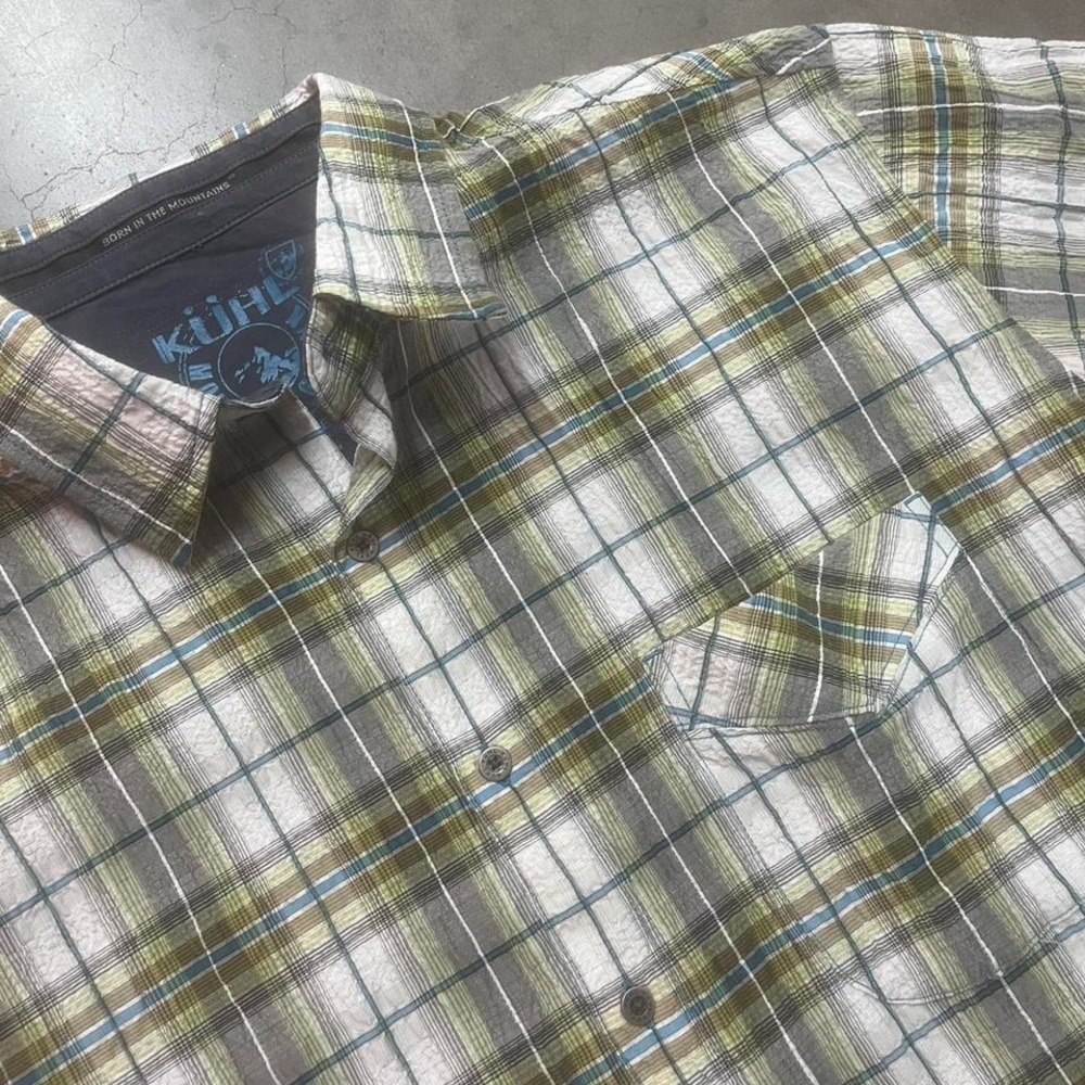 Kuhl men's striped short sleeve button up shirt‎ outdoors summer utility hiking